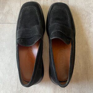 Tod's Black Suede Vintage (90s-00s) Penny Loafers